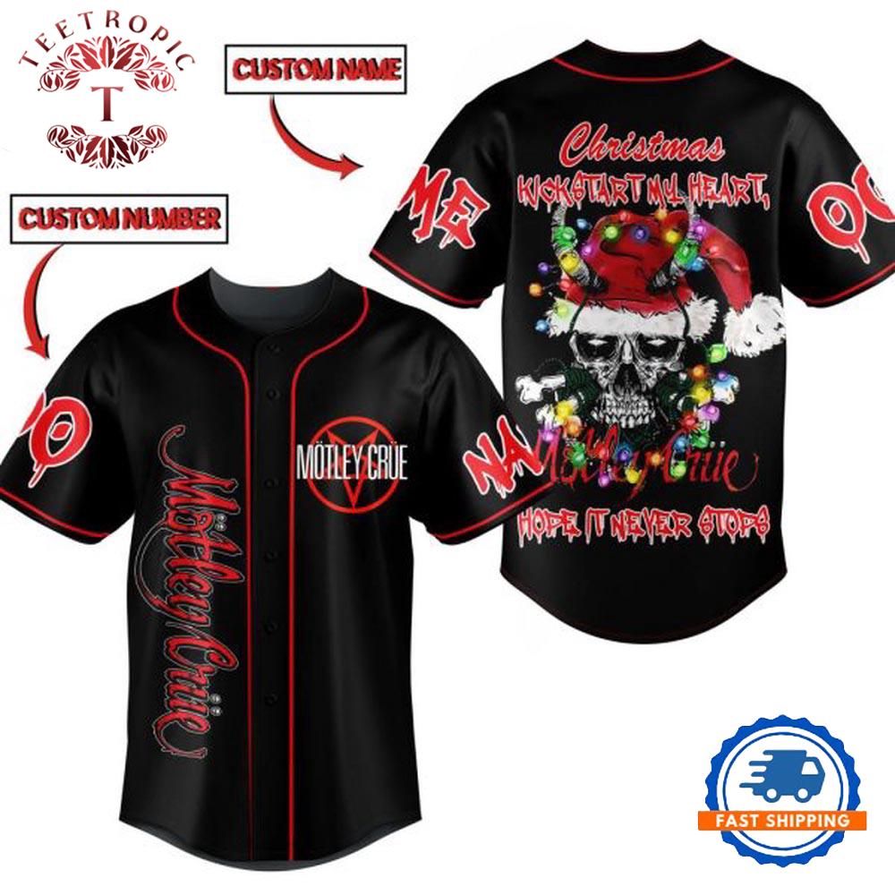 Motley Crue Christmas Kick Start My Heart Hope It Never Stops Custom Baseball Jersey