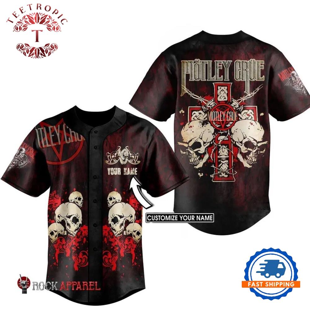 Motley Crue Rock Band Skull Baseball Jersey Shirt