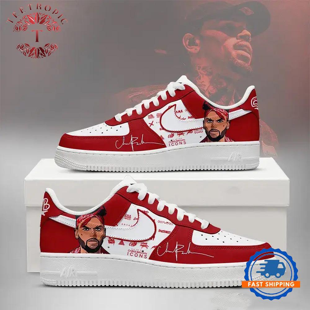 Red Chris Brown Air Force 1 Shoes