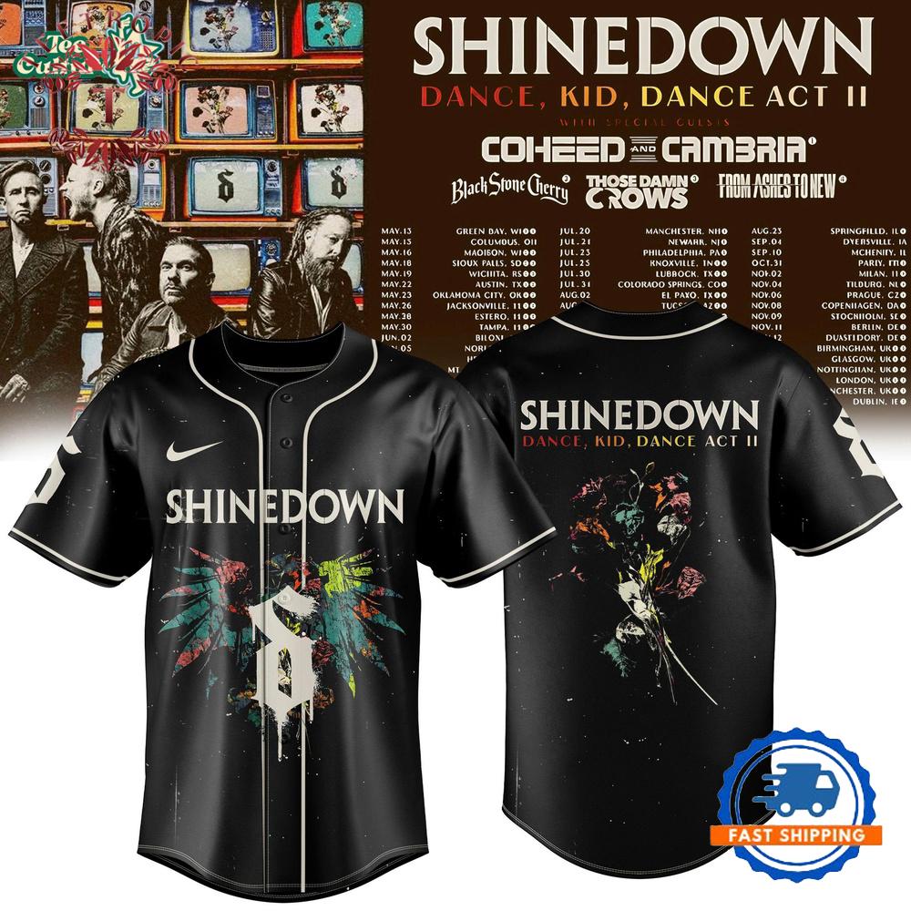 SHINEDOWN Dance Kid Dance Act II Tour 2026 Baseball Jersey
