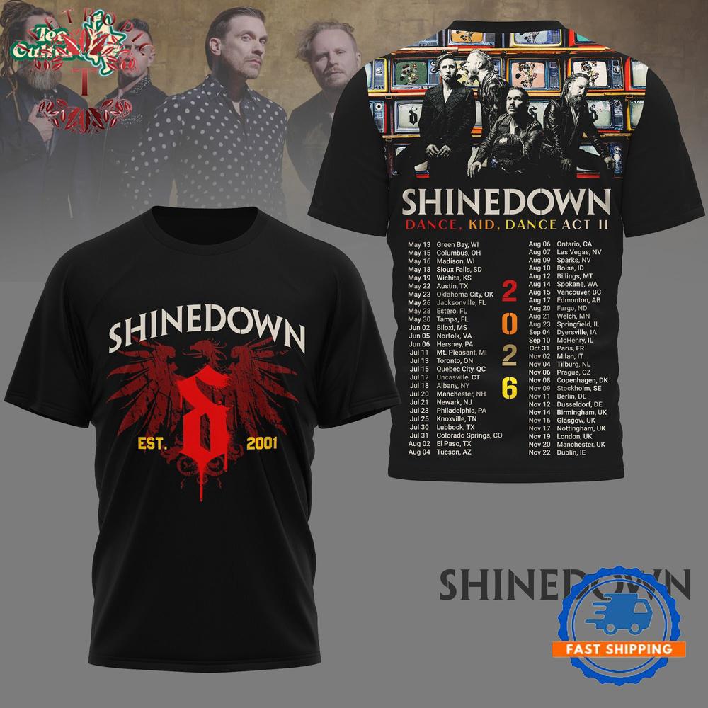 Shinedown Dance Kid Dance Act II Tour 2026 Concert T-Shirt