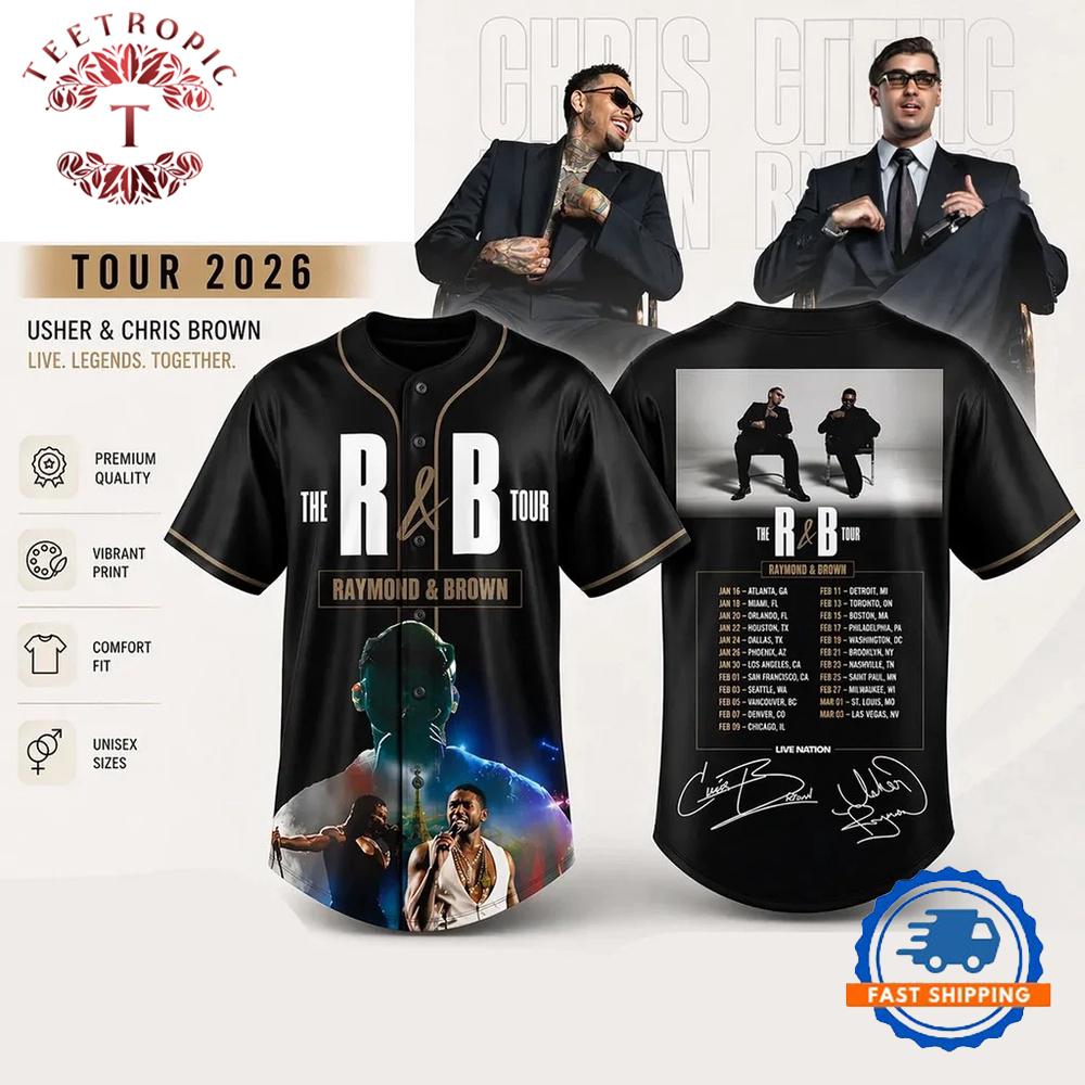 Usher Chris Brown R&B Tour 2026 Baseball Jersey