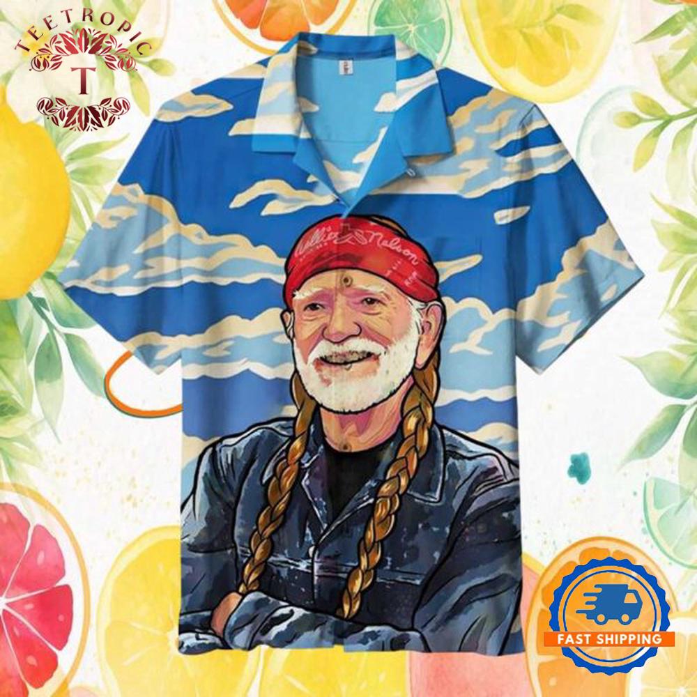 Willie Nelson Country Music Legend Vintage Portrait Hawaiian Shirt