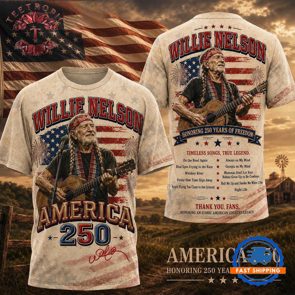 Willie Nelson Honoring 250 Years of America 3D T Shirt