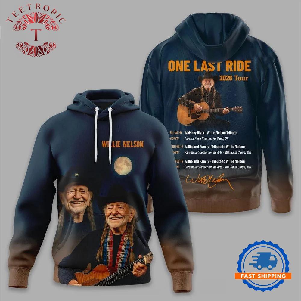 Willie Nelson One Last Ride 2026 Tour Hoodie