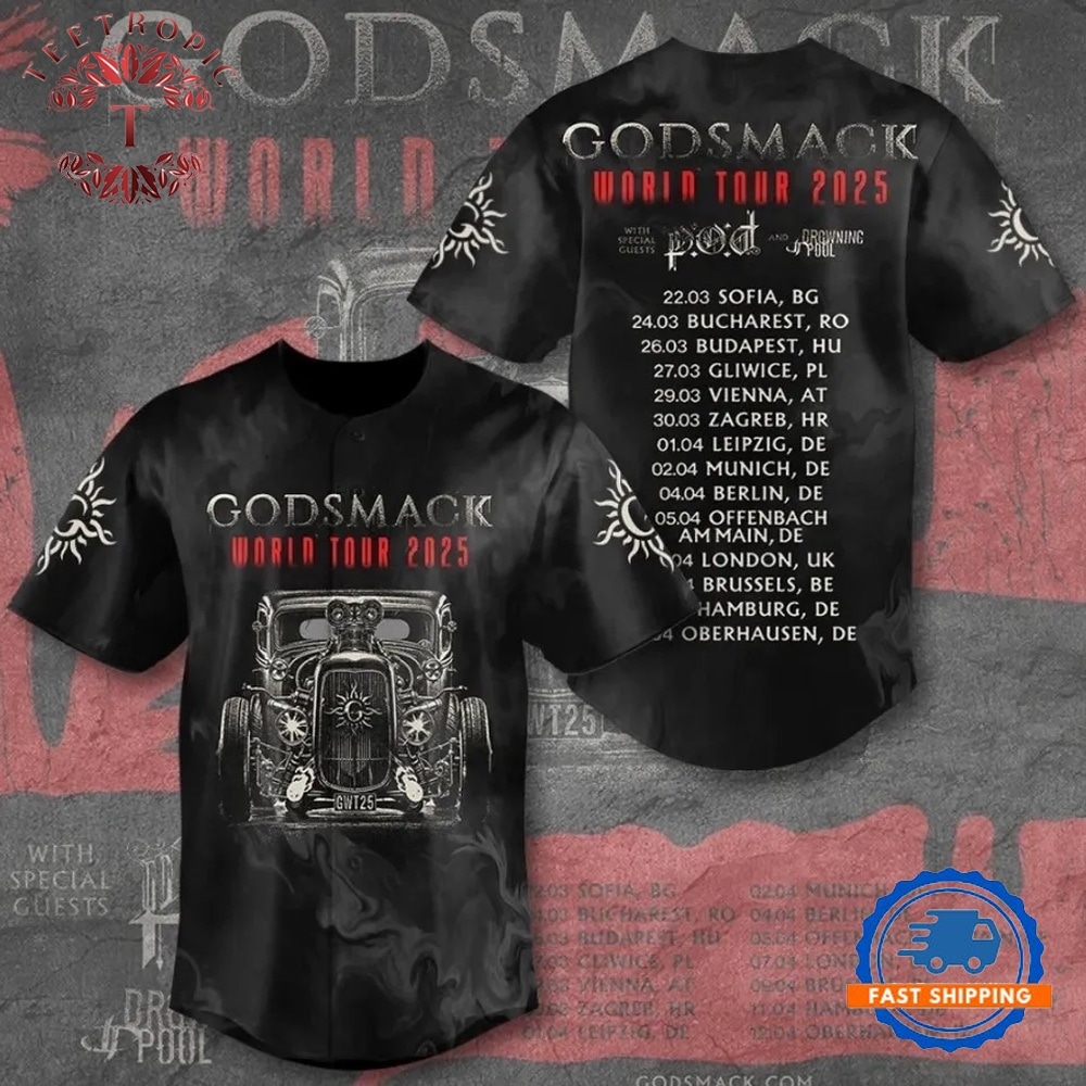 Best Tour Godsmack Baseball Jersey