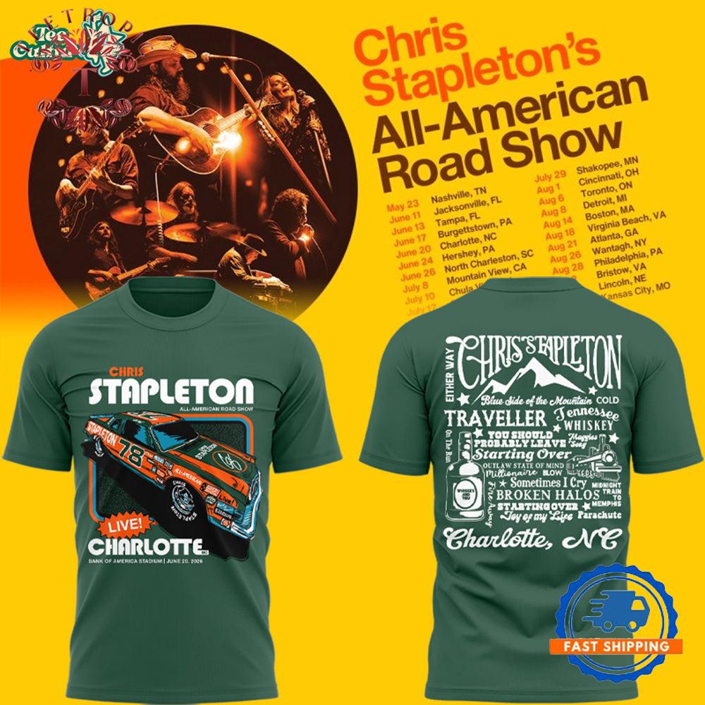 Chris Stapleton All-American Road Show Charlotte NC 2026 Concert 3D T-Shirt
