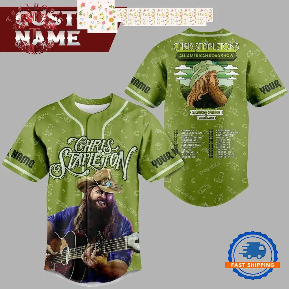 Chris Stapleton s All American Road Show Green Design Personalized Baseball Jersey