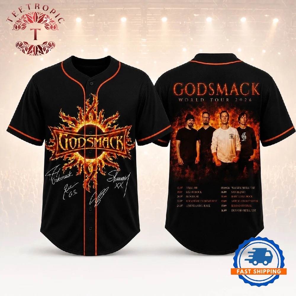 Godsmack Merch World Tour 2026 Baseball Jersey