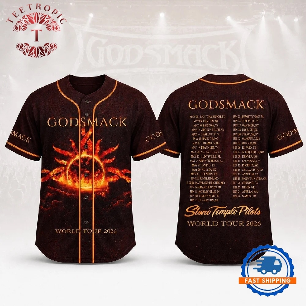 Godsmack Merch World Tour 2026 Schedule Baseball Jersey