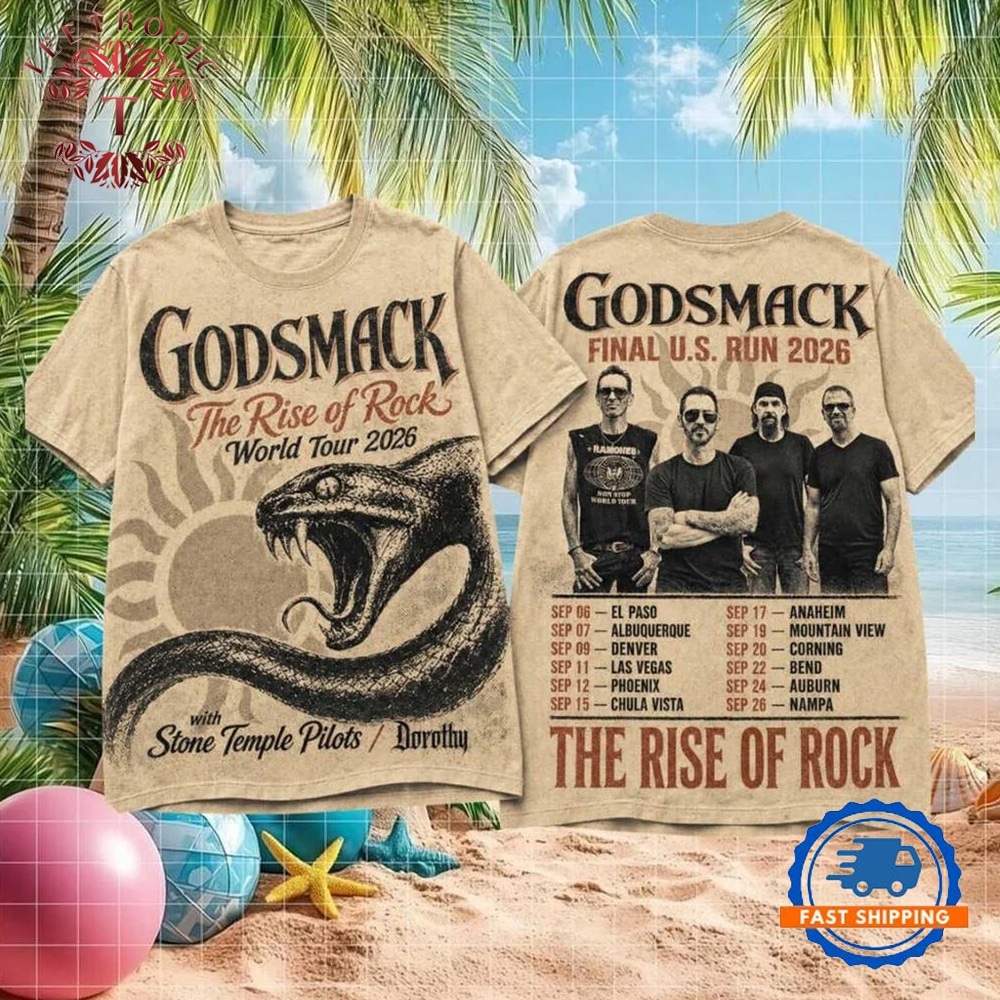 Godsmack The Rise Of Rock 2026 Final World Tour Concert 3D Shirt