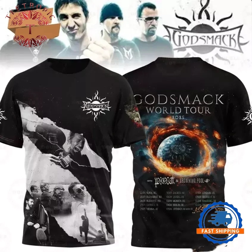 Godsmack World Tour 2025 AOP 3D T Shirt