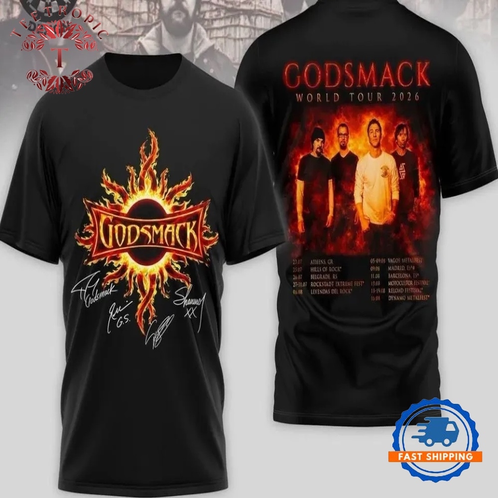 Godsmack World Tour 2026 AOP 3D T Shirt