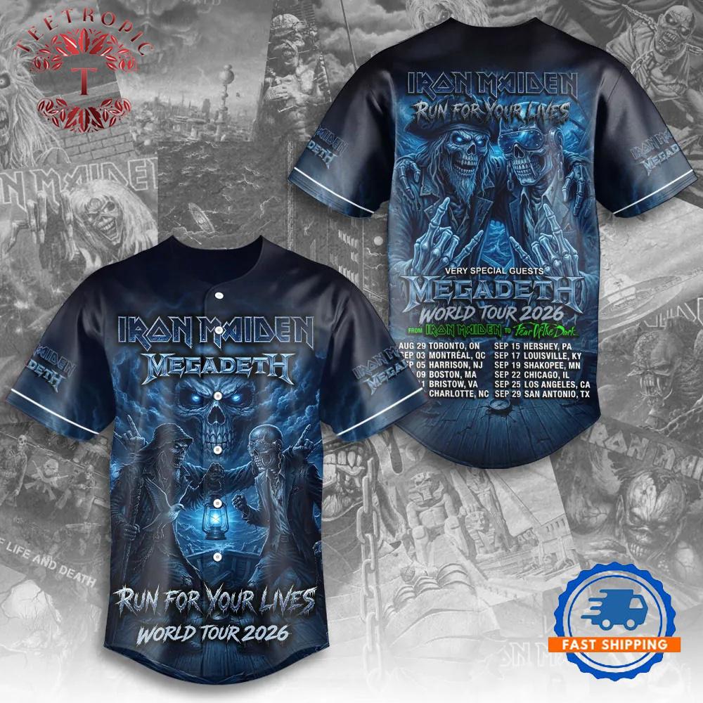 Iron Maiden x Megadeth 2026 World Tour Baseball Jersey
