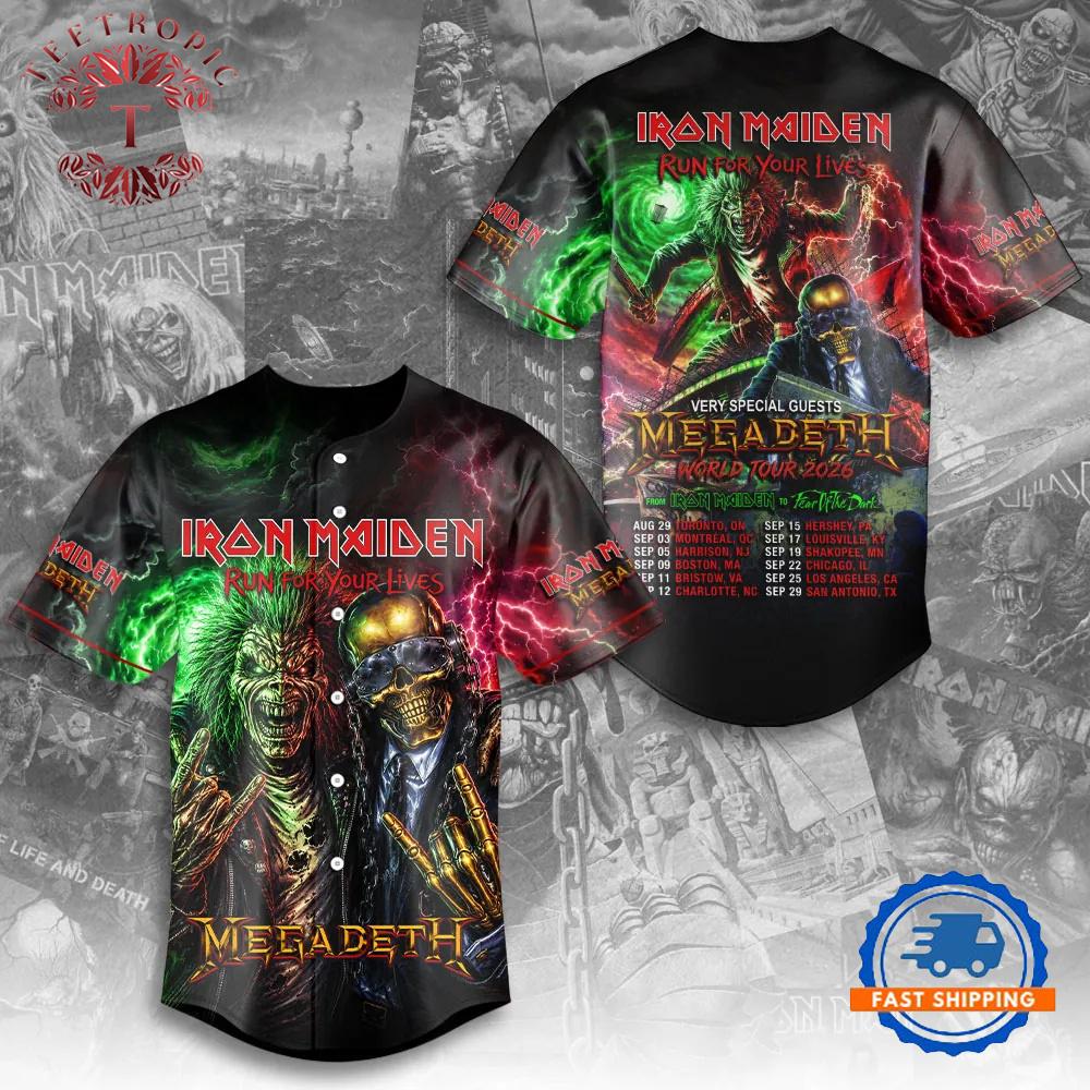 Iron Maiden x Megadeth 2026 World Tour Limited Baseball Jersey