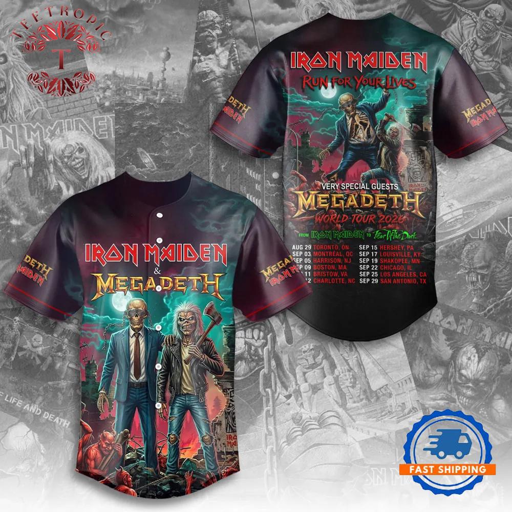 Iron Maiden x Megadeth 2026 World Tour New Design Baseball Jersey Shirt