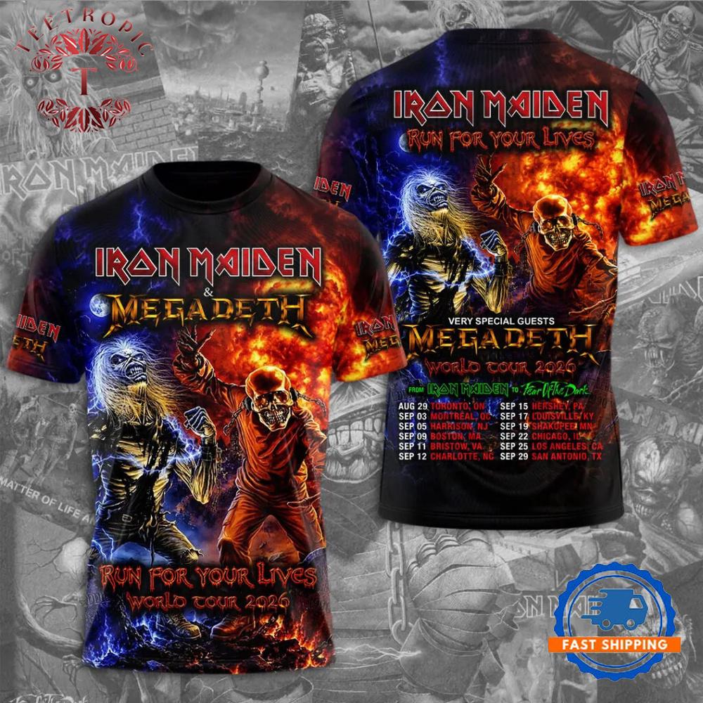 Iron Maiden x Megadeth 2026 World Tour New Design T Shirt