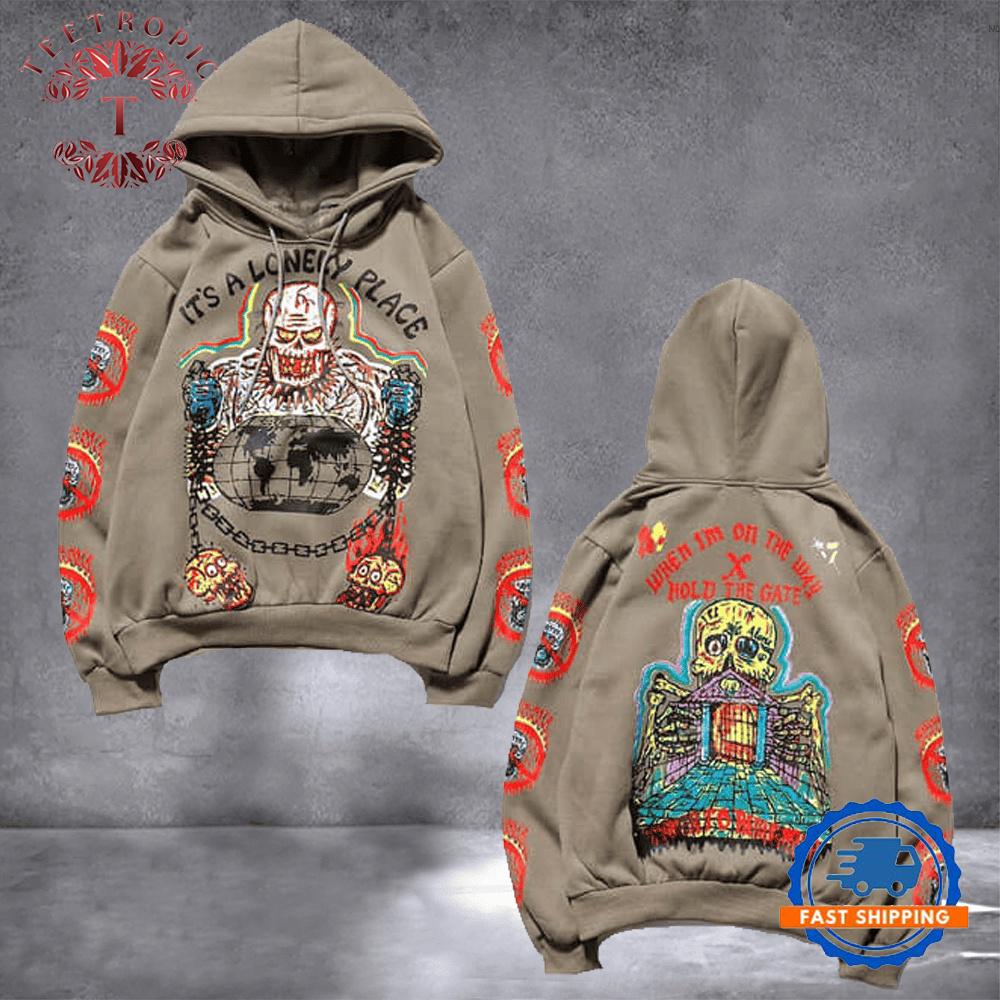 Kanye West Merch It’s A Lonely Place Hoodie Skull Graffiti Hoodie