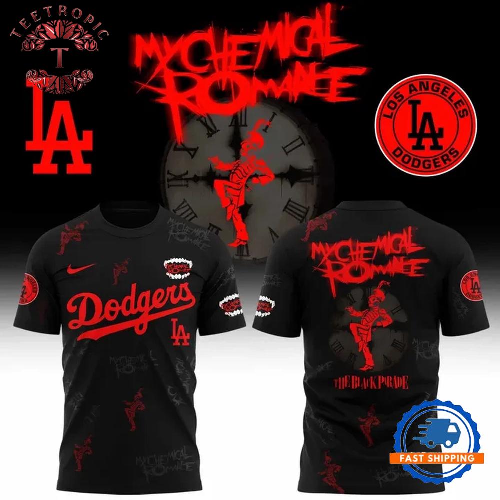 LA Dodgers Merch X MCR Long Live The Black Parade T Shirt