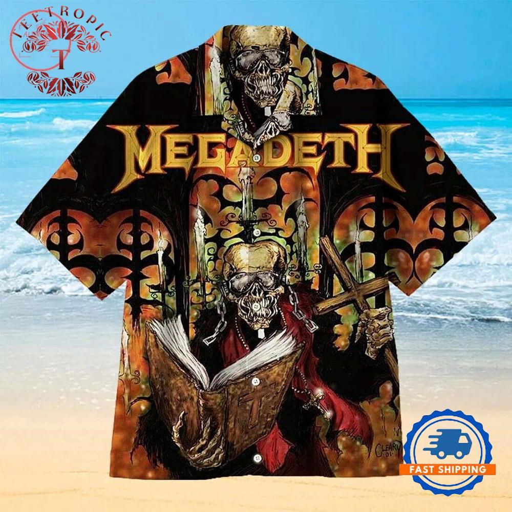 Megadeth Gothic Skull Priest Hawaiian Shirt