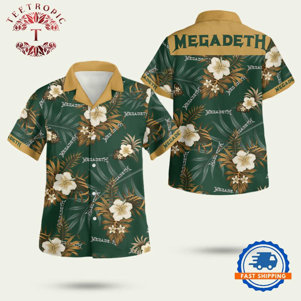 Megadeth Green Flower Hawaiian Shirt