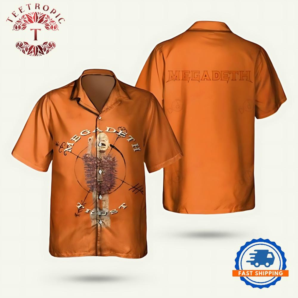 Megadeth Trust 1997 Orange Hawaiian Shirt
