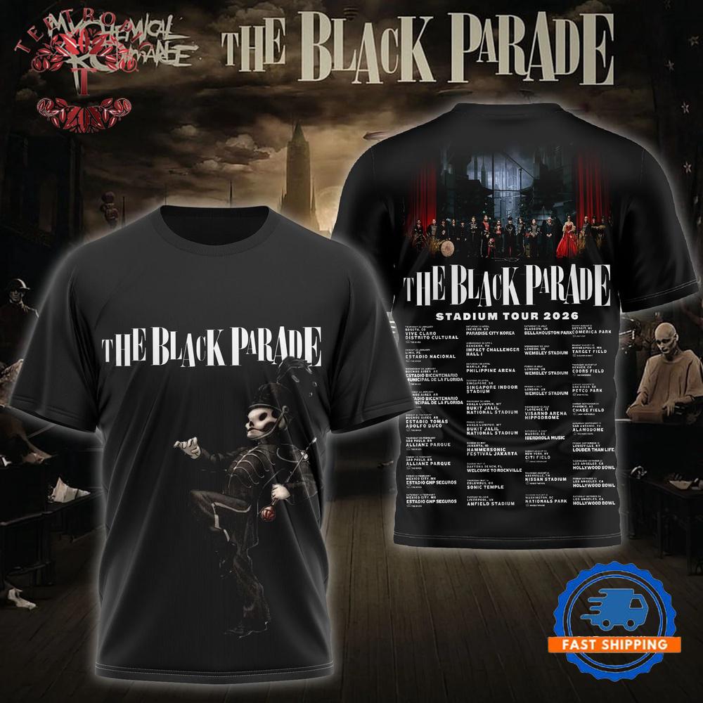 My Chemical Romance Merch The Black Parade Stadium Tour 2026 T Shirt My Chemical Romance Merch The Black Parade Stadium Tour 2026 T Shirt