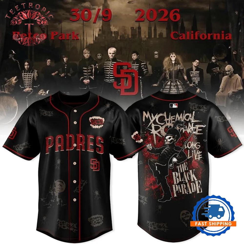 My Chemical Romance Merch x San Diego Padres The Black Parade Tour 2026 Baseball Jersey