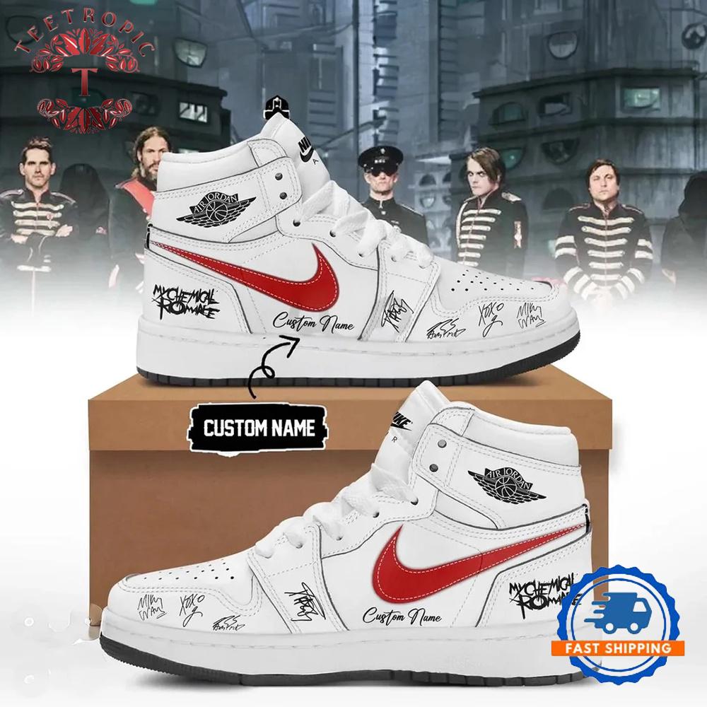 My Chemical Romance The Black Parade Signature 2026 White Air Jordan 1 Shoes