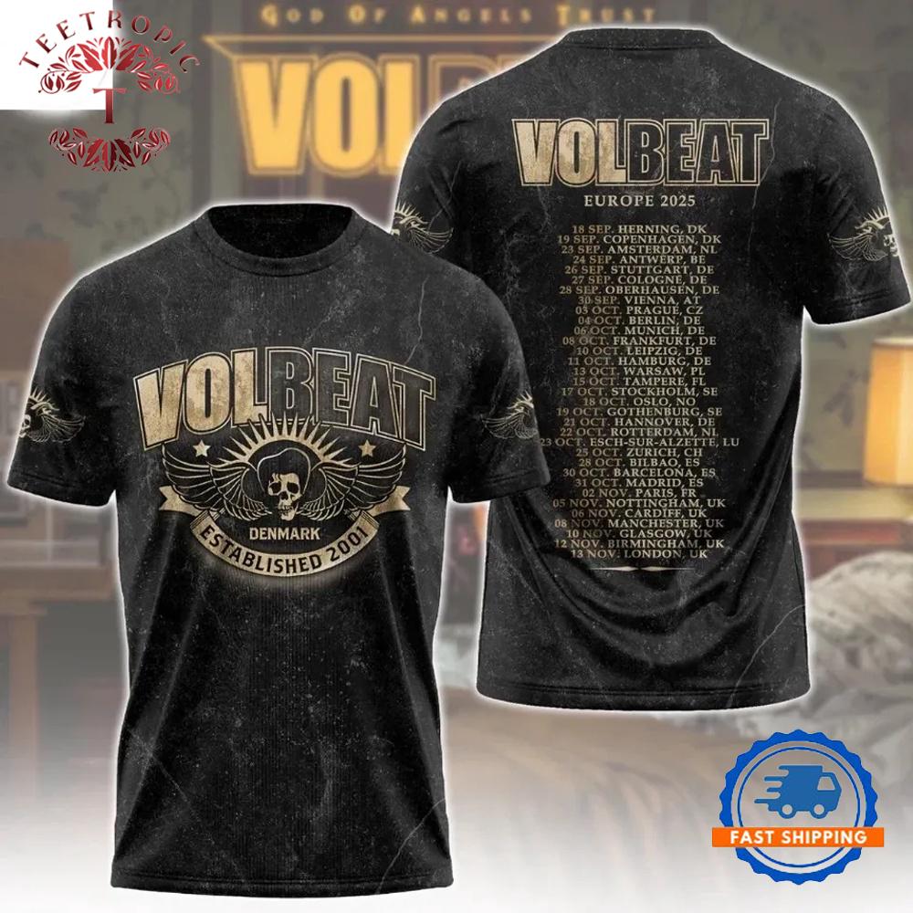Volbeat God Of Angels Trust Europe 2025 Tour AOP 3D T-Shirt
