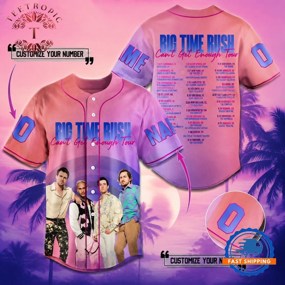 Big Time Rush Can’t Get Enough Tour Personalized Baseball Jersey