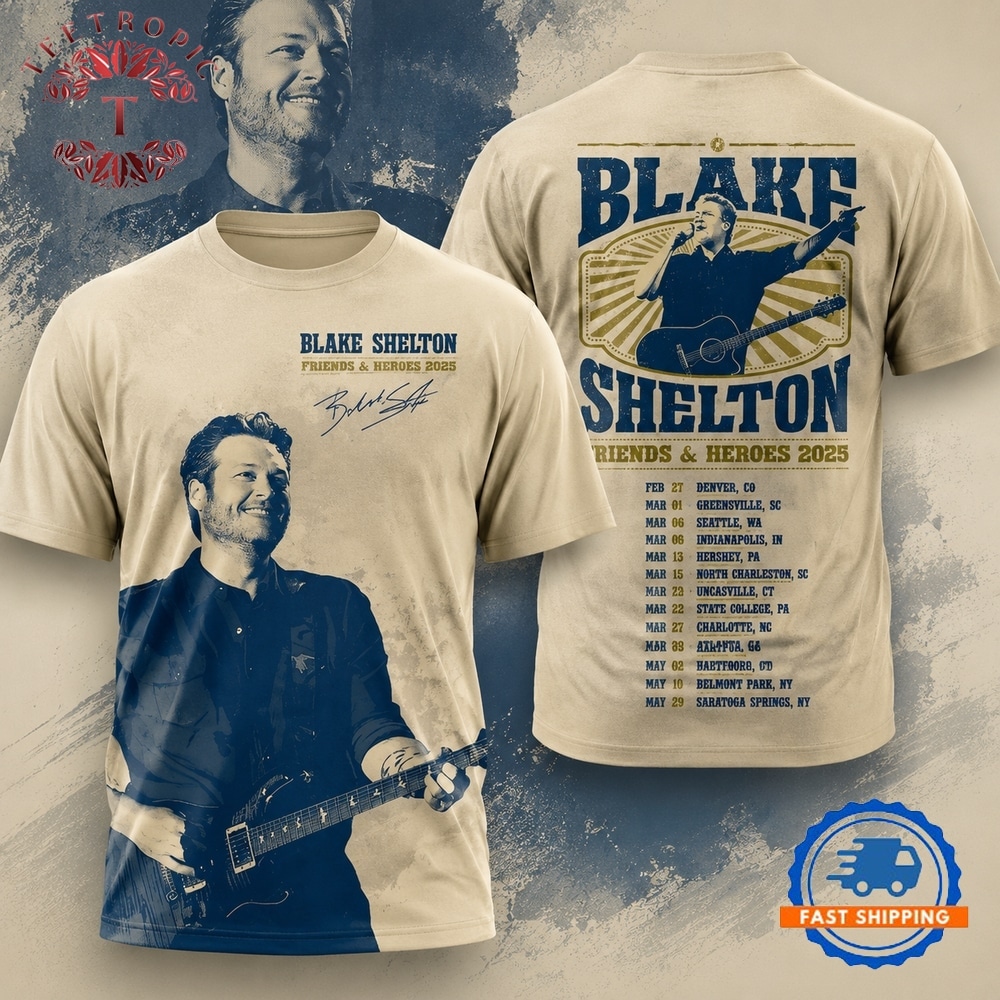 Blake Shelton Friends And Heroes 2025 Tour T Shirt