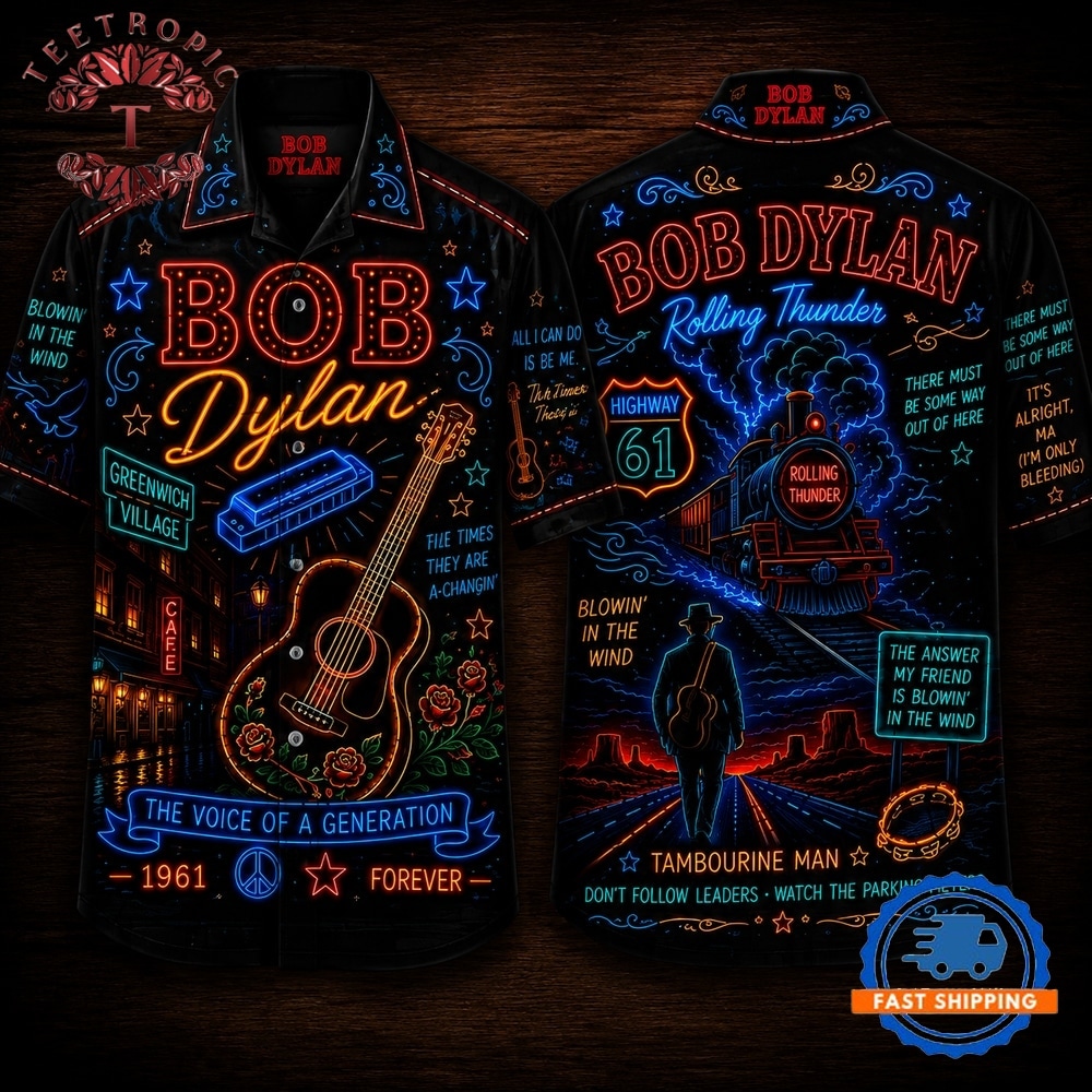 Bob Dylan Hawaiian Shirt Light Acoustic Guitar Train Aloha Shirt