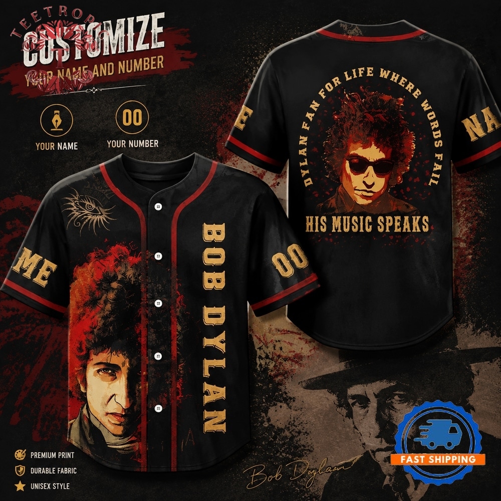 Bob Dylan Where Words Fail His Music Speaks Baseball Jersey