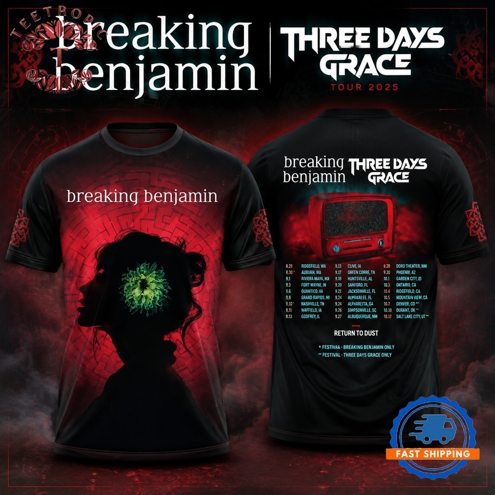 Breaking Benjamin Three Days Grace 2025 Tour 3D T Shirt