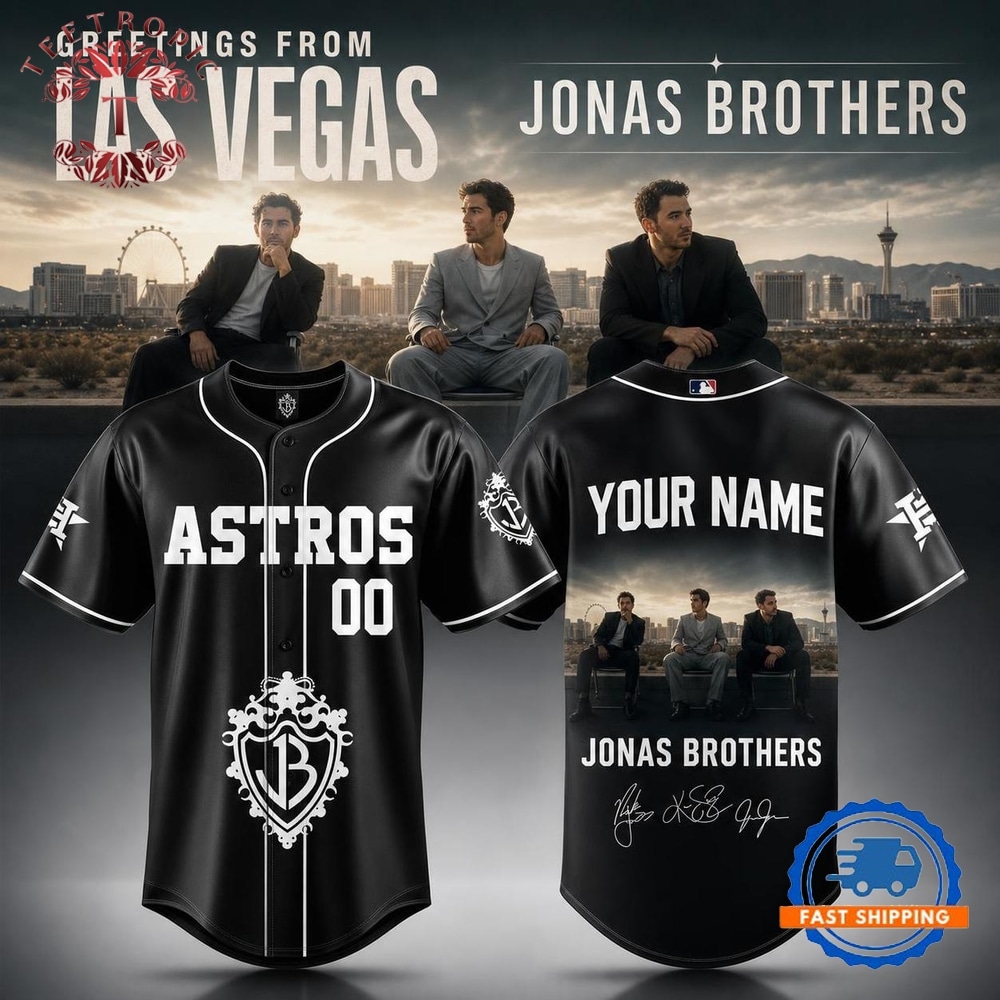 Houston Astros x Jonas Brothers Greetings From Las Vegas Tour 2026 Black Baseball Jersey