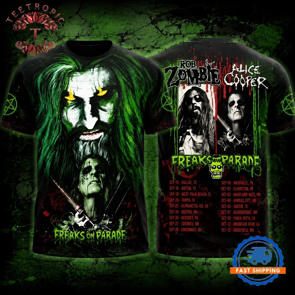 Rob Zombie and Alice Cooper Freaks on Parade 2023 Tour 3D Shirt