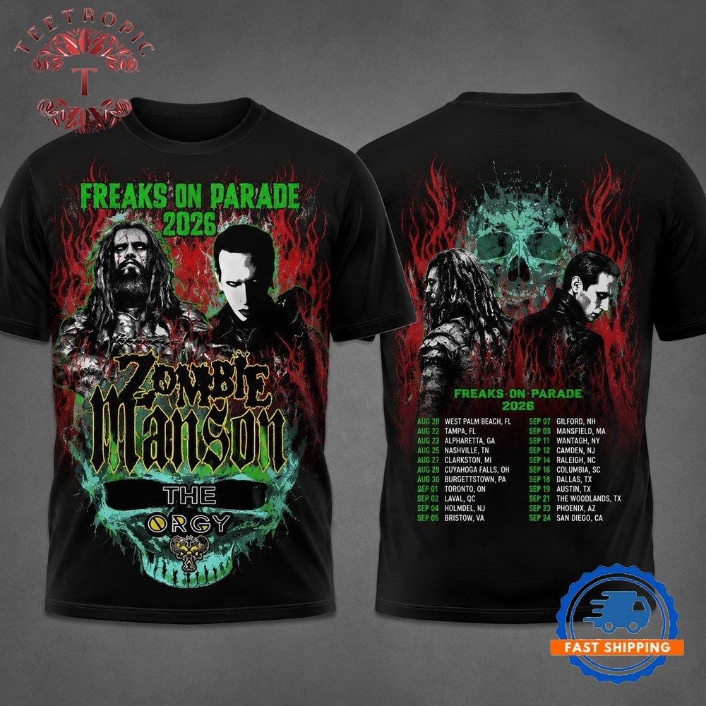 Rob Zombie Marilyn Manson Freaks On Parade Tour 2026 T Shirt