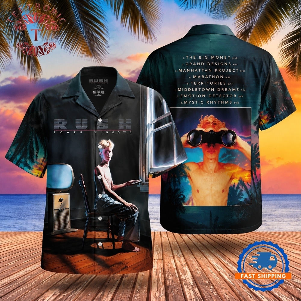 Rock Band Rush Power Windows Summer Aloha Hawaiian Shirt