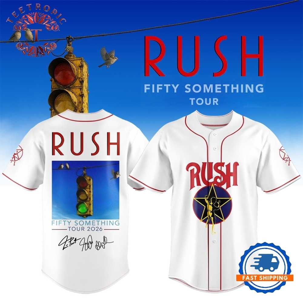RUSH Fifty Something Tour 2026 Signed White Baseball Jersey