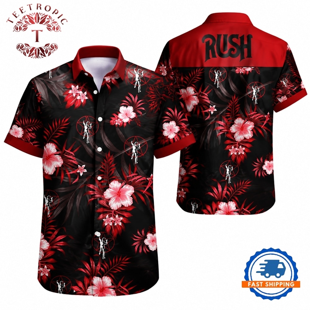 Rush Red Hibiscus Hawaiian Shirt