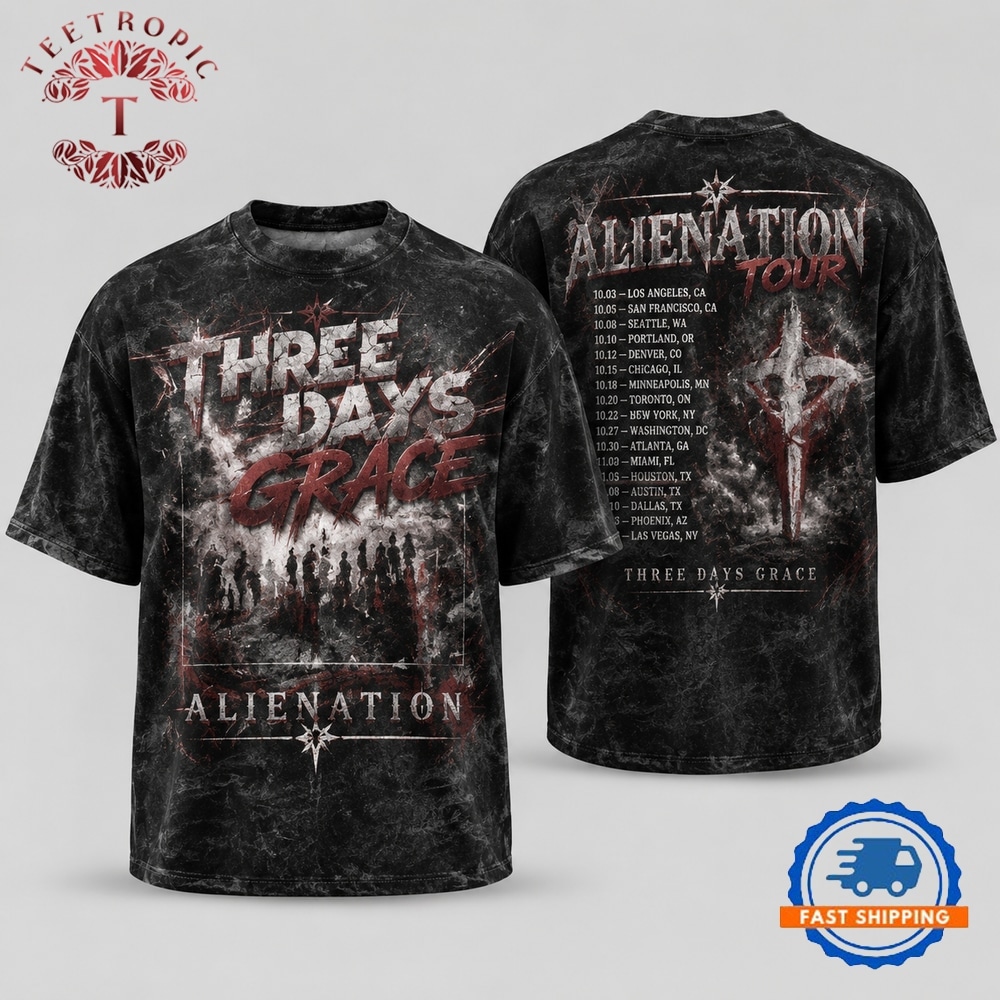 Three Days Grace Alienation Tour 2026 Limited Edition 3D Shirt