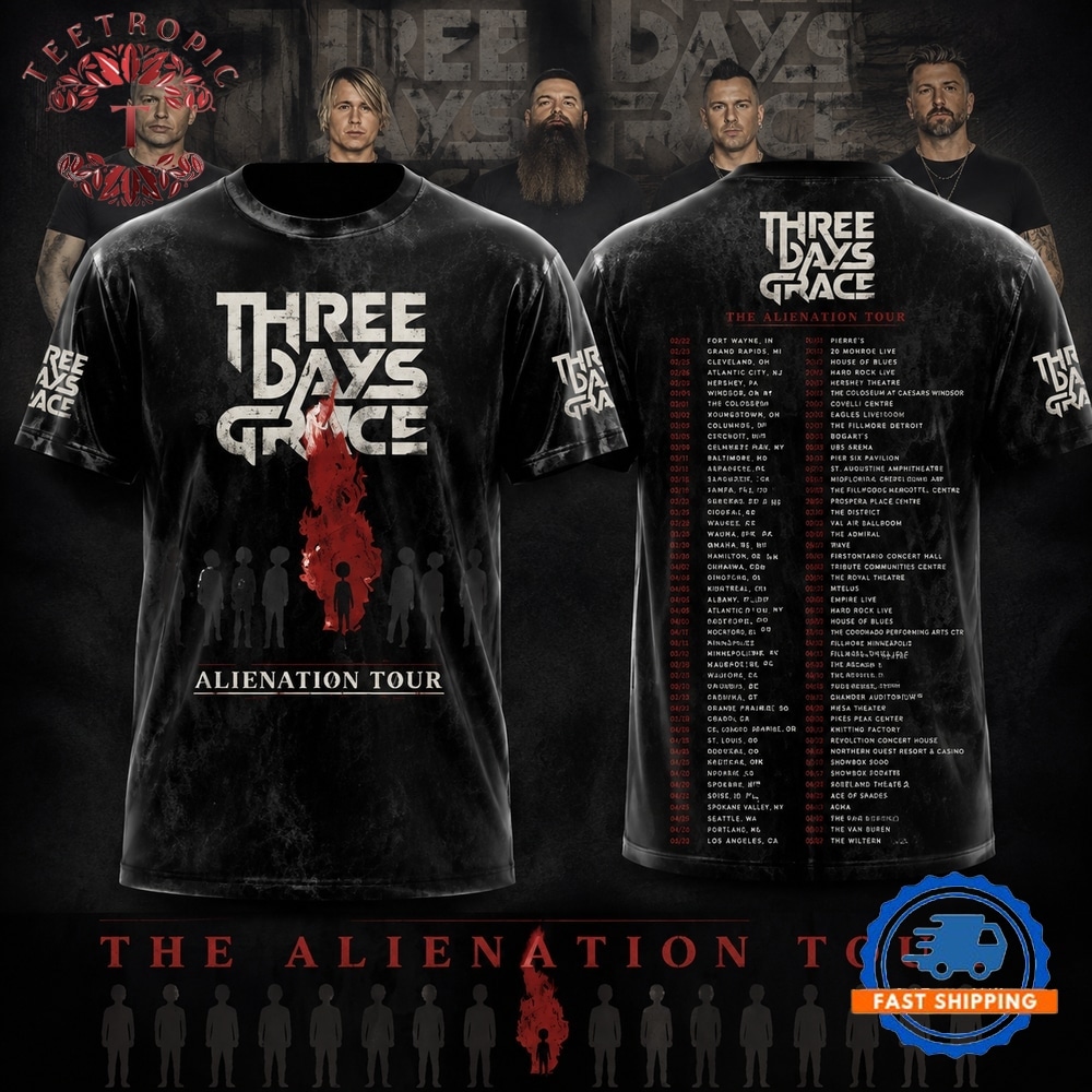 Three Days Grace Alienation Tour 2026 New Design T Shirt