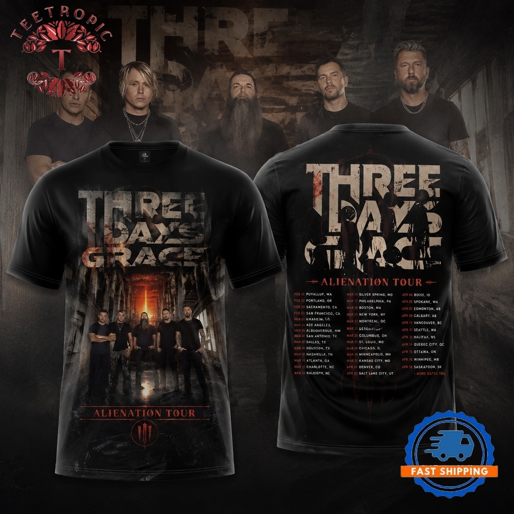 Three Days Grace Alienation Tour 2026 T Shirt