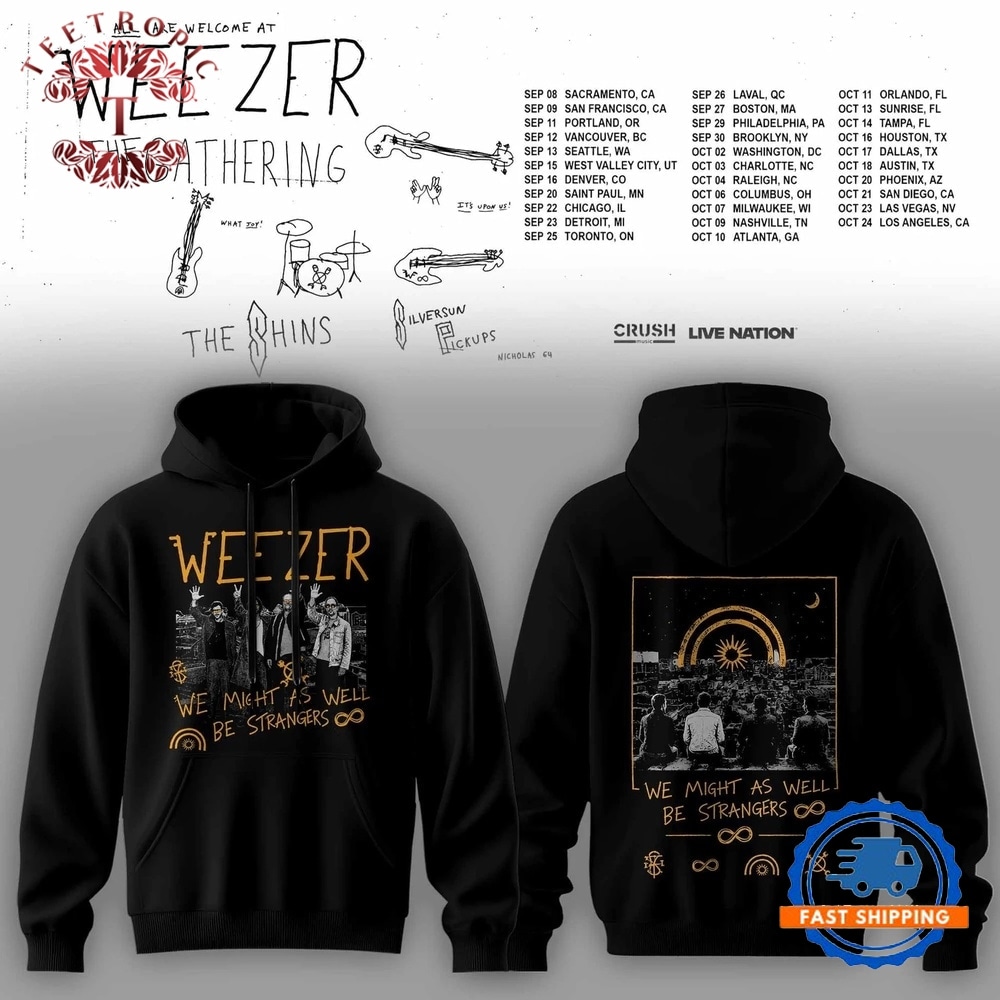 Weezer Merch The Gathering 2026 North America Tour Black Hoodie