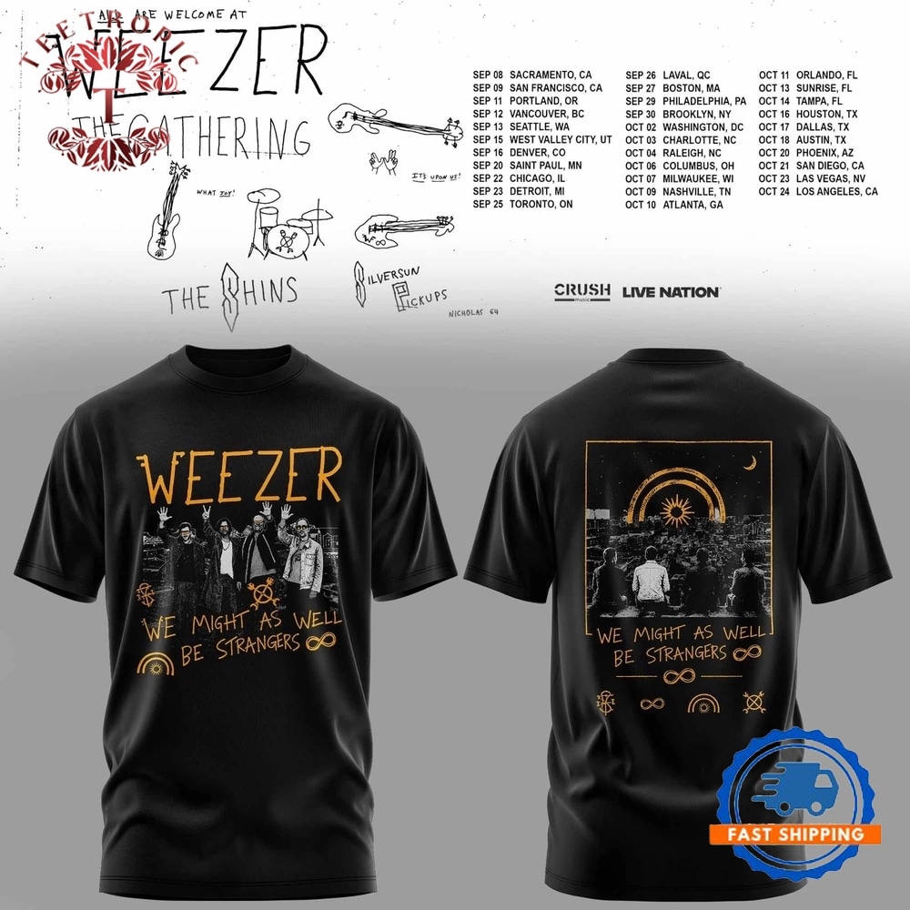 Weezer Merch The Gathering 2026 North America Tour Black T Shirt
