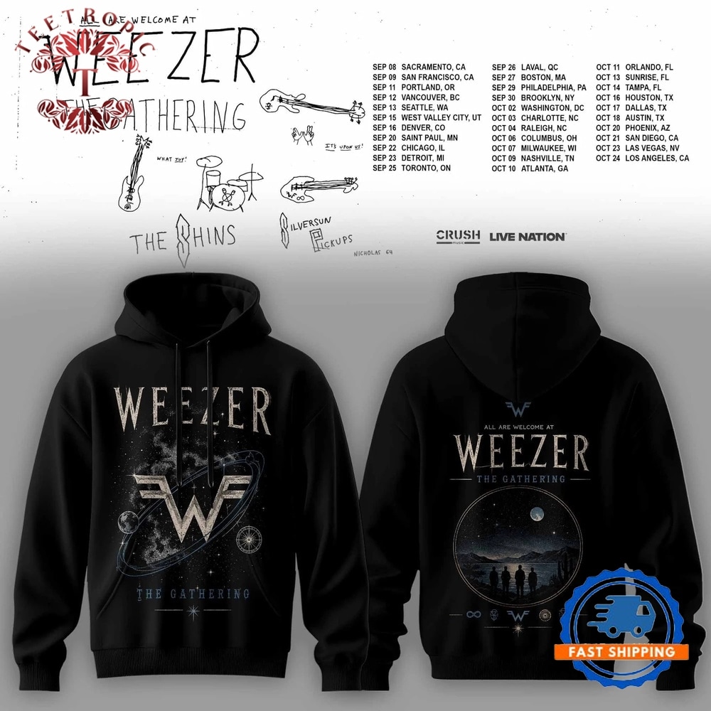 Weezer Merch The Gathering 2026 North America Tour Hoodie Shirt