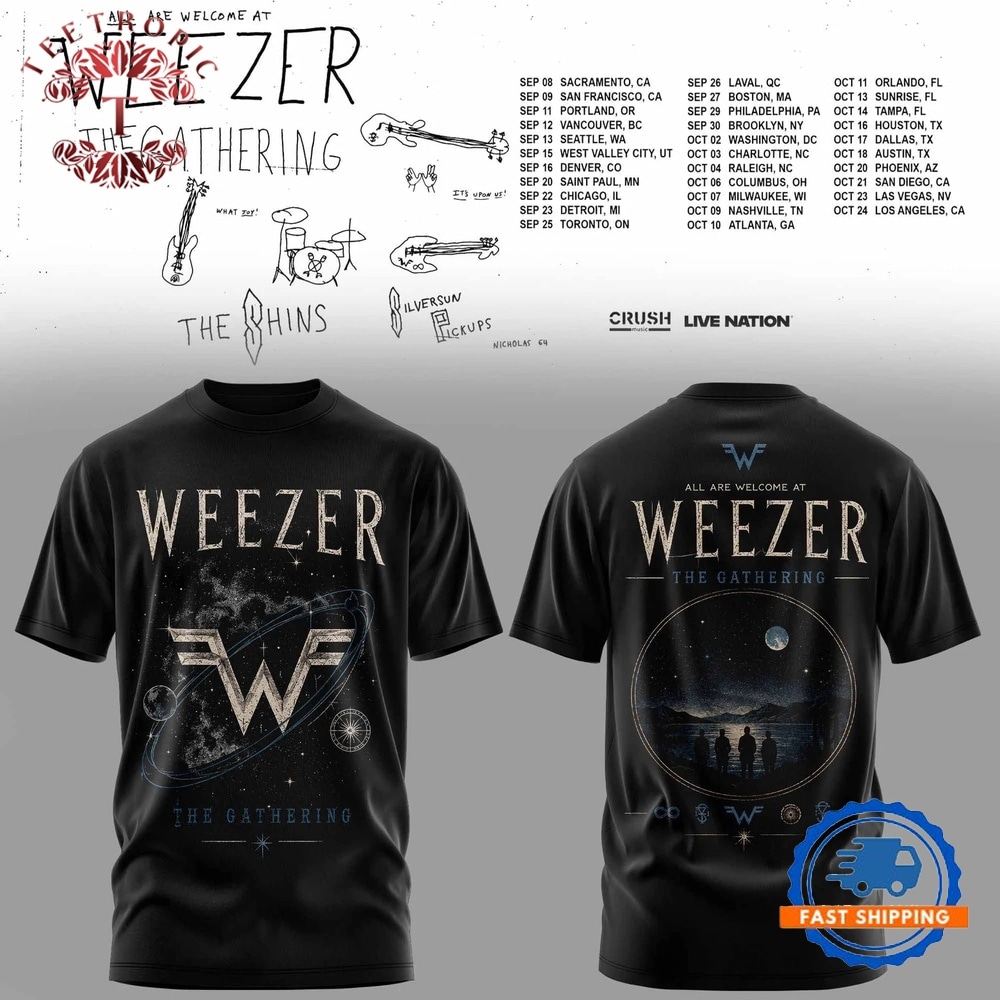 Weezer Merch The Gathering 2026 North America Tour New Design T Shirt
