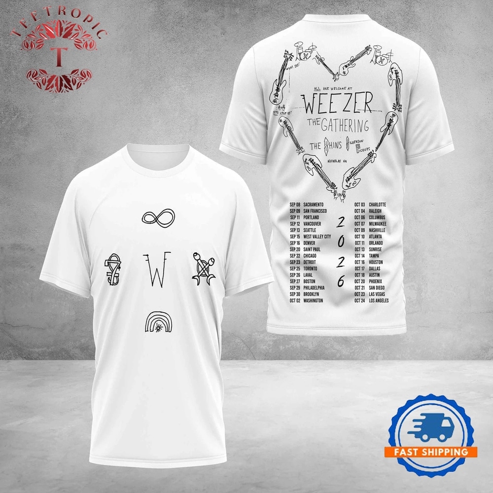 Weezer Merch The Gathering Tour Dates 3D Shirt